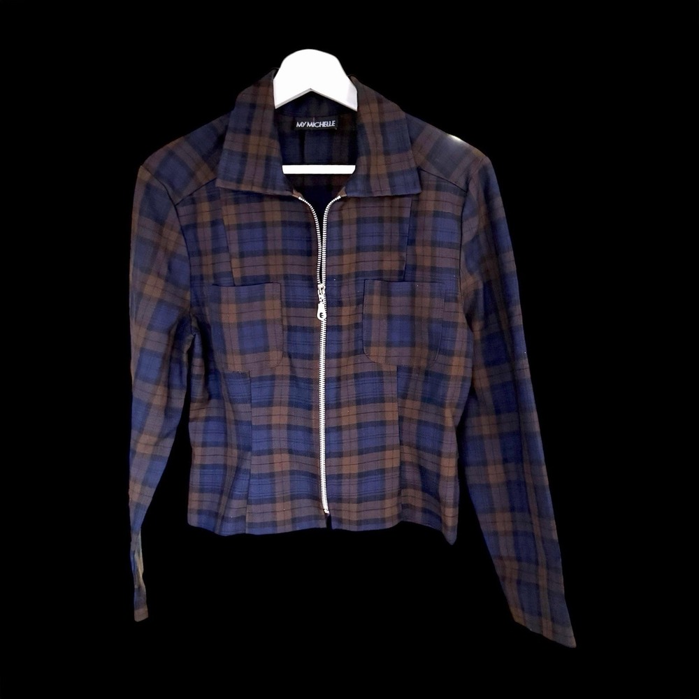 Vintage Y2K‎ My Michelle Zip Up Plaid Jacket Women's Small 90's Style